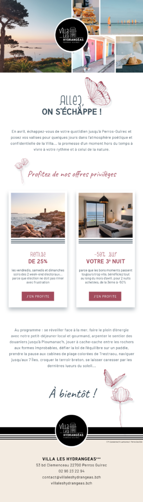 campagne emailing offre privilège hôtel perros guirec