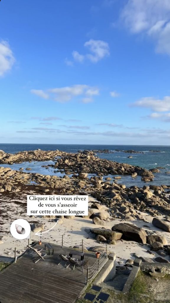 Un exemple d'une story sur Instagram sur le compte de l'Hôtel de la Mer à Brignogan